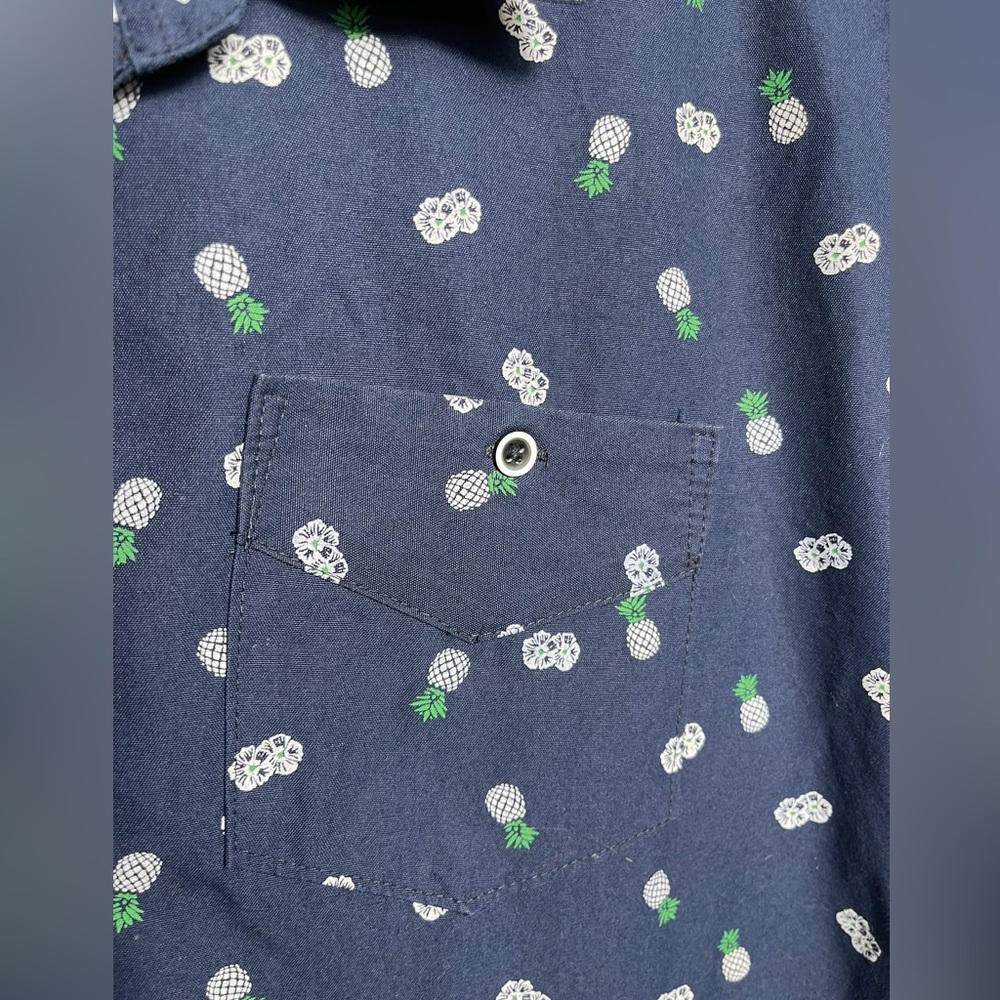 Free Planet size 3x men’s navy blue pineapple cotton blend shirt - Picture 4 of 6